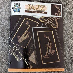 JAZZ Counted Cross Stitch Leaflet Kit w Fabric & Thread for Saxophone Picture